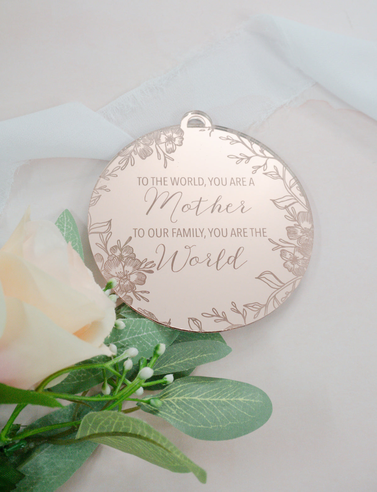 Mom You Are the World Engraved Ornament