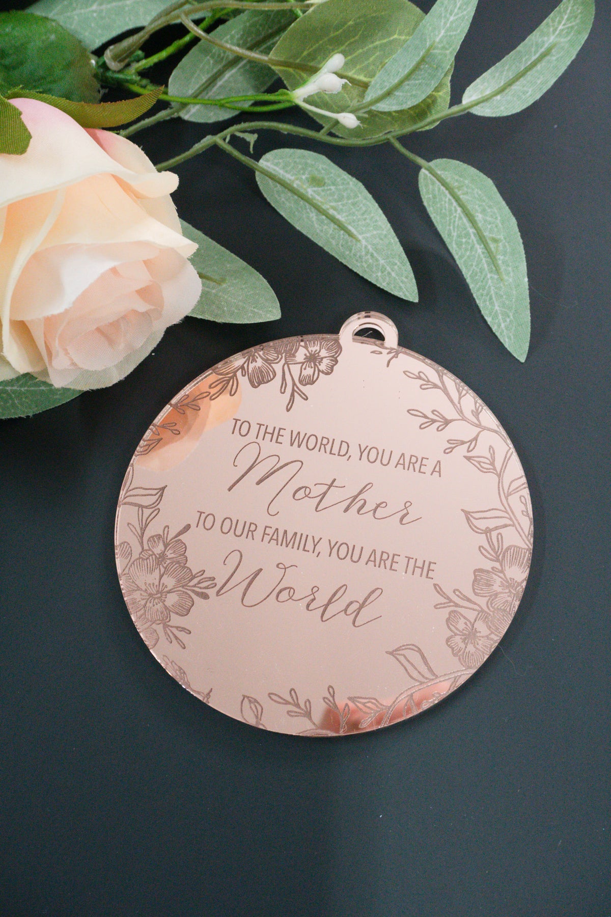Mom You Are the World Engraved Ornament