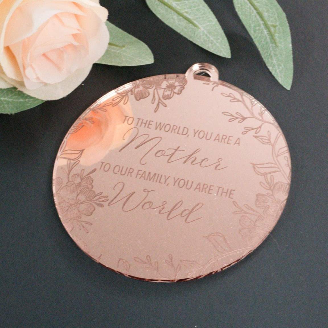 Mom You Are the World Engraved Ornament