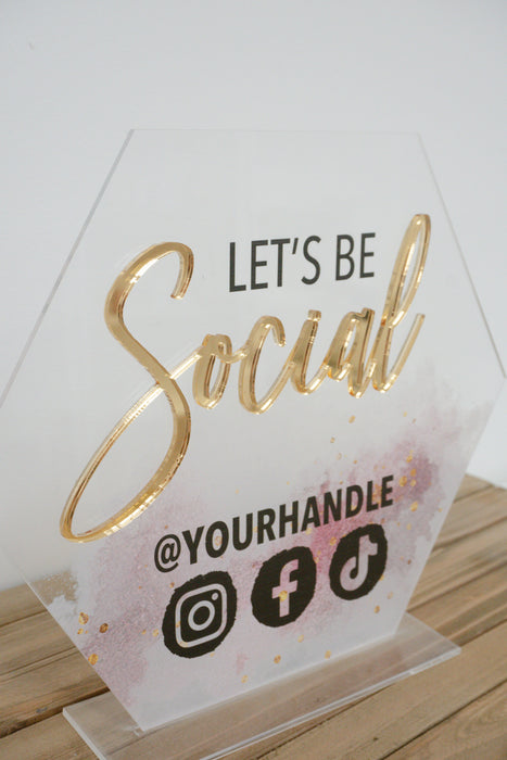Let's Be Social Acrylic Sign for Boutiques & Small Businesses
