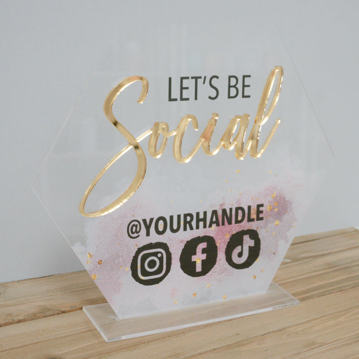 Let's Be Social Acrylic Sign for Boutiques & Small Businesses