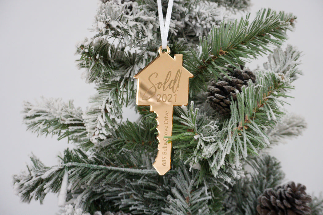 Sold House Key Engraved Christmas Ornament