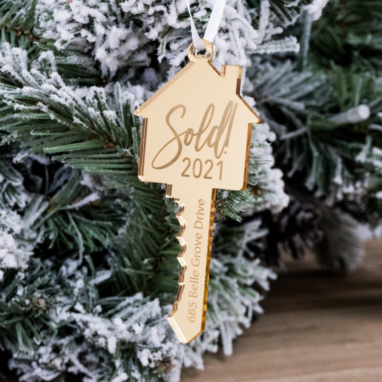 Sold House Key Engraved Christmas Ornament