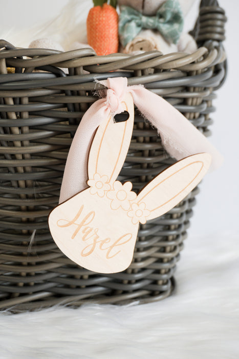 Easter Bunny Basket Tag with Flower Crown