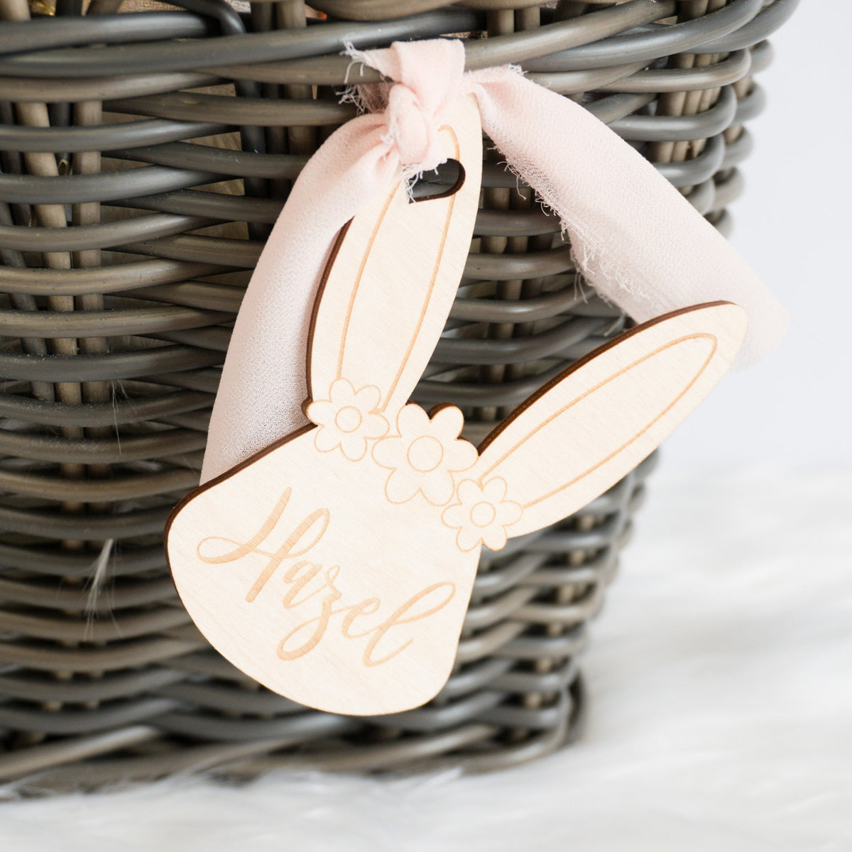 Easter Basket Tag - Bunny with Flower Crown