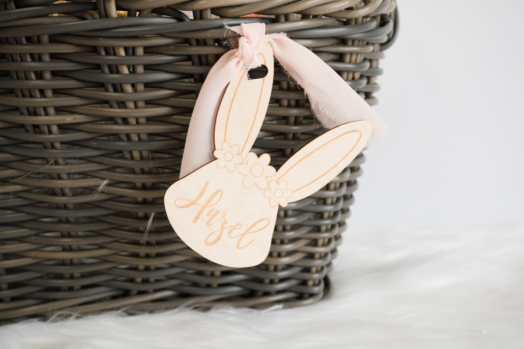 Easter Bunny Basket Tag with Flower Crown