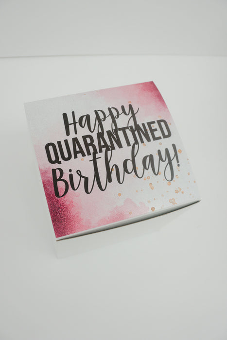 Happy Quarantined Birthday Magenta Watercolor Gift Box