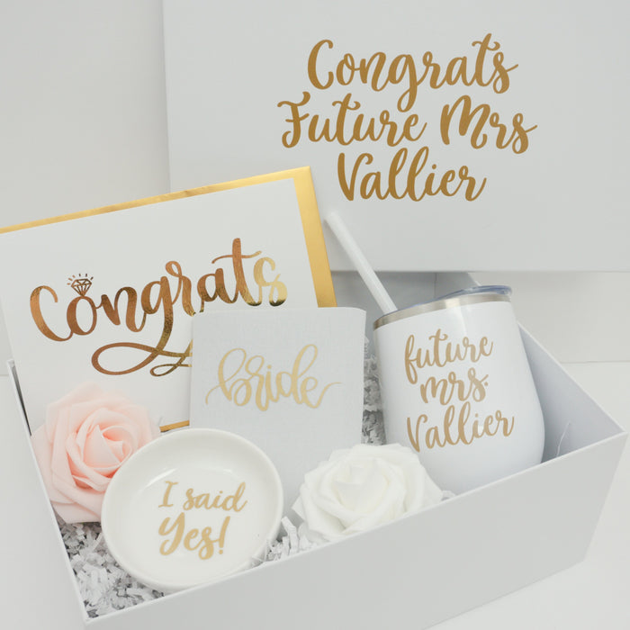 Congrats Deluxe Engagement Gift Box with Ring Dish and Can Cooler