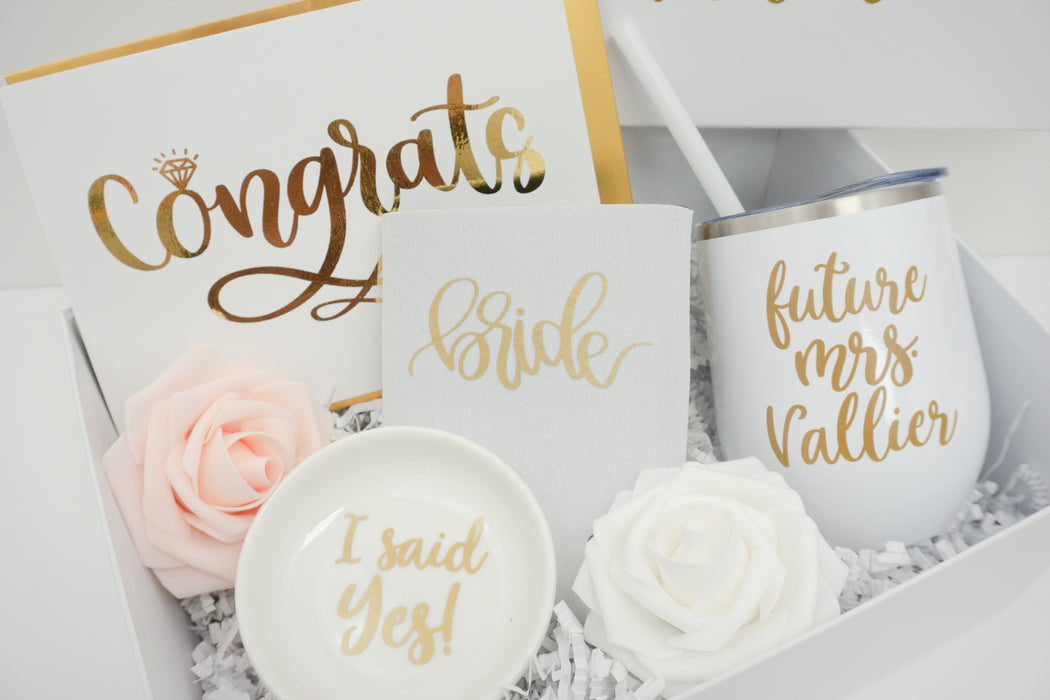 Congrats Deluxe Engagement Gift Box with Ring Dish and Can Cooler