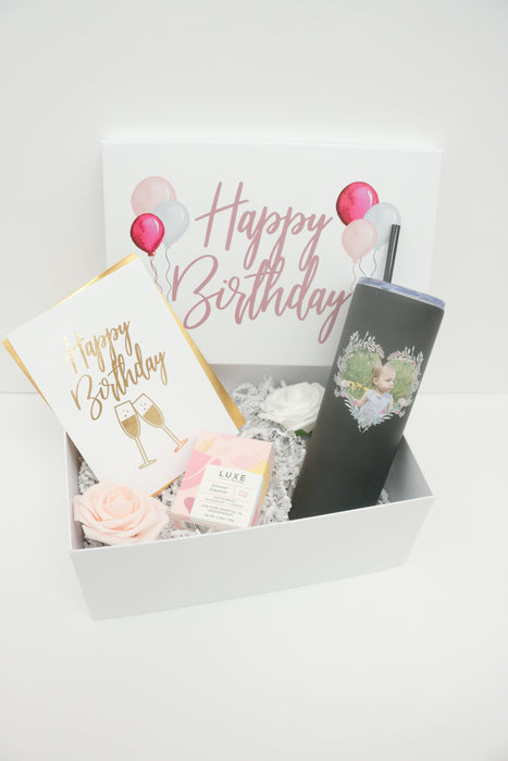 Happy Birthday Gift Box with Baby Photo Tumbler
