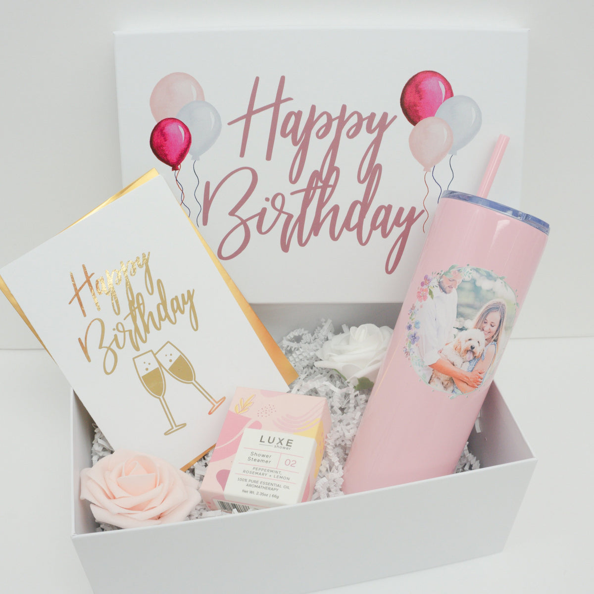 Happy Birthday Gift Box with Photo Tumbler