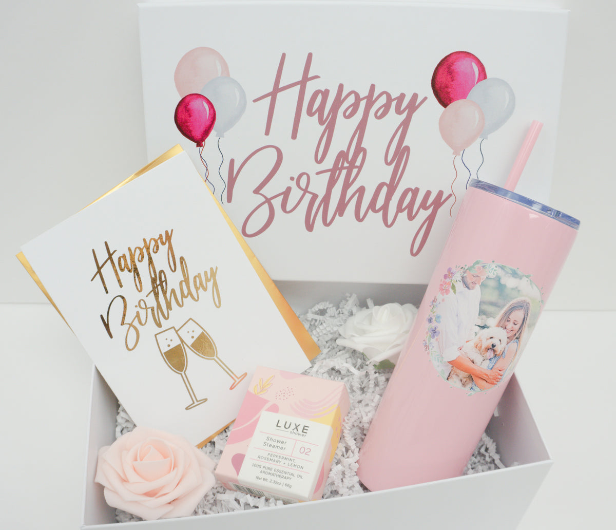 Happy Birthday Gift Box with Photo Tumbler