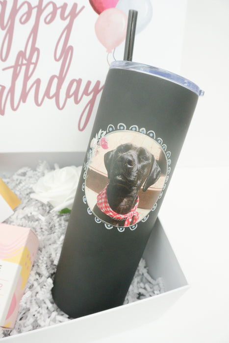 Happy Birthday Gift Box with Dog Photo Tumbler