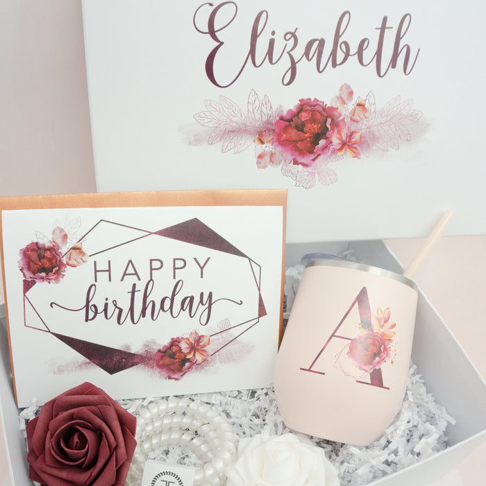 Metallic Burgundy Happy Birthday Deluxe Gift Box