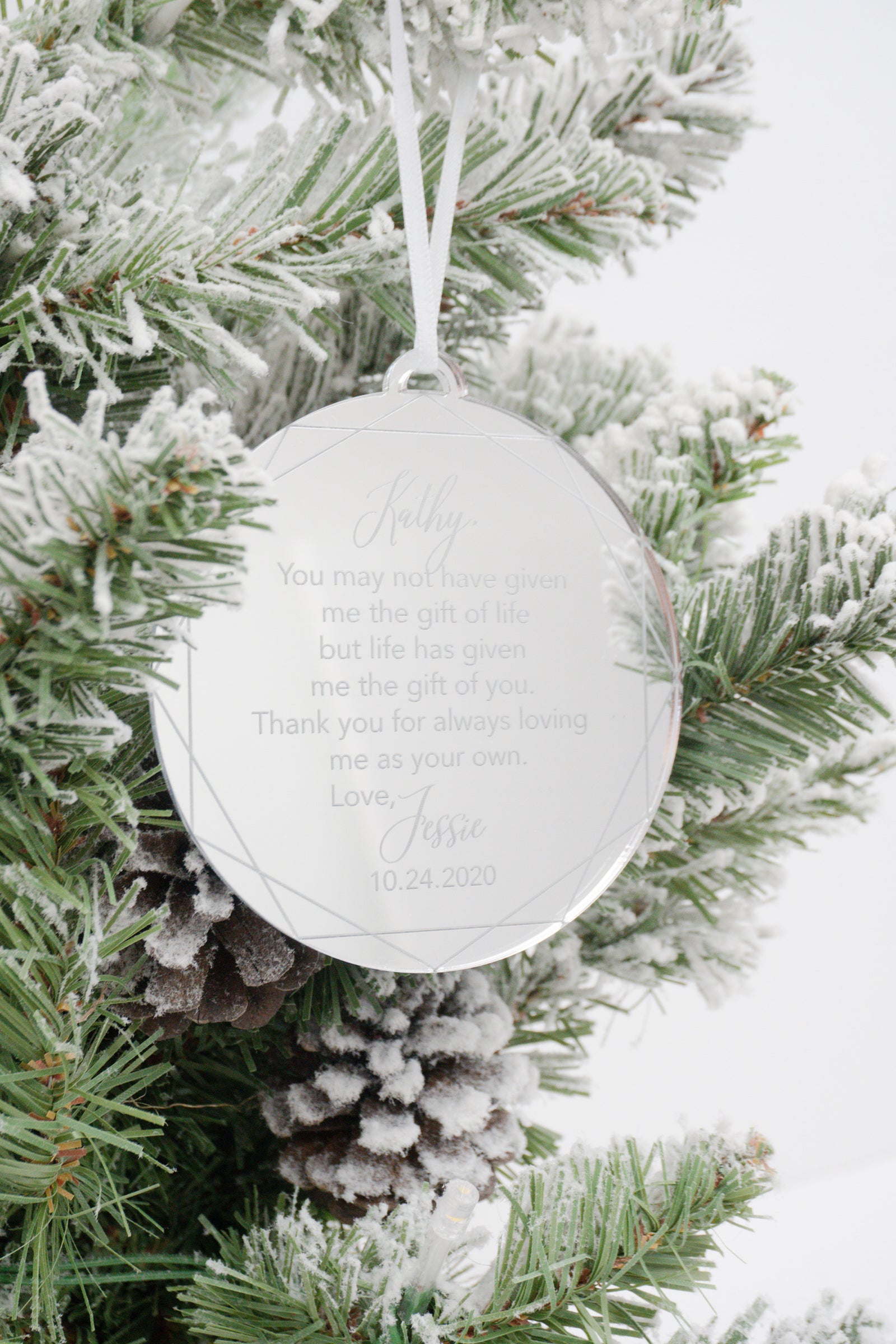 Thank You for Always Loving Me as Your Own Engraved Ornament