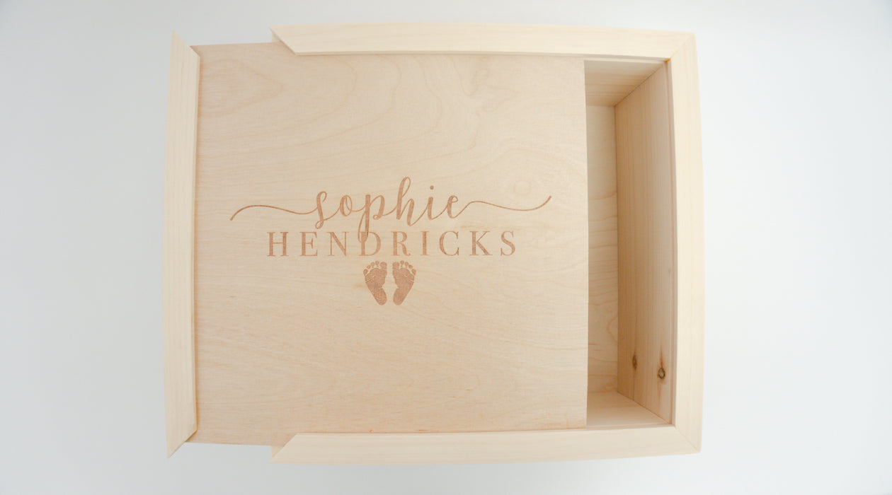 Engraved Baby Keepsake Wooden Box