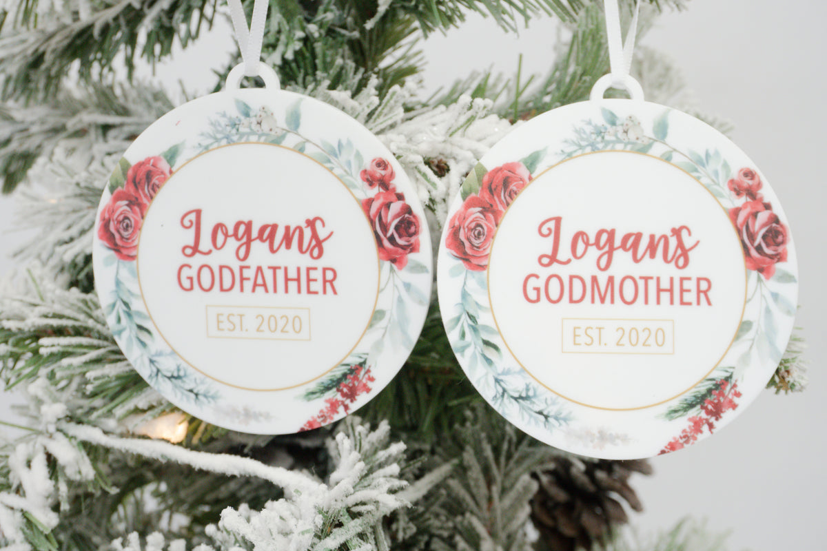 Godparent Personalized Christmas Ornament Set