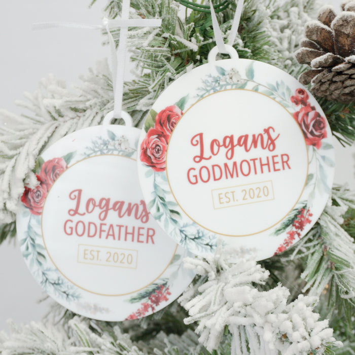 Godparent Personalized Christmas Ornament Set