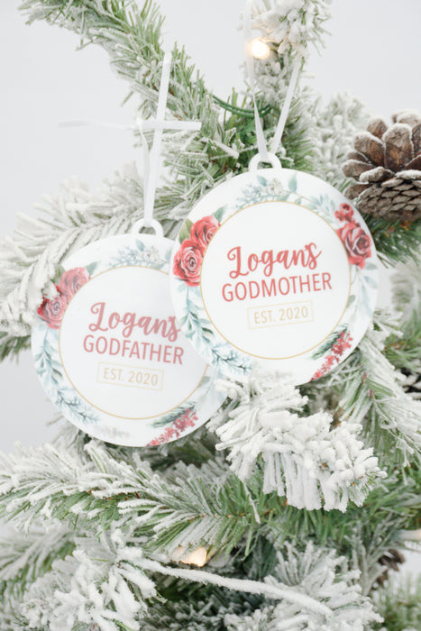 Godparent Personalized Christmas Ornament Set