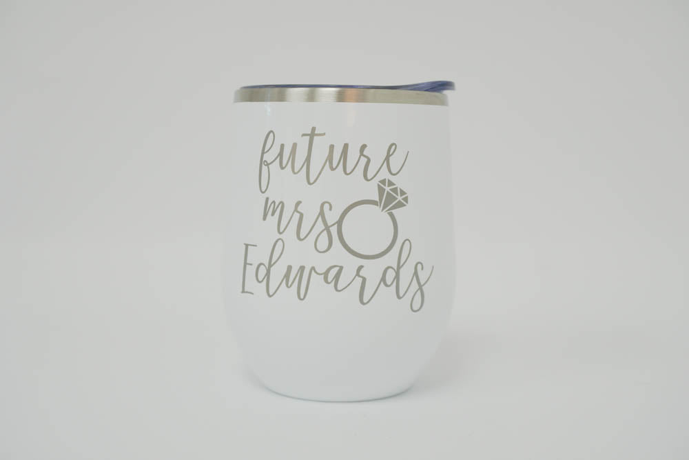 Engraved Future Mrs Wine Tumbler in Mila Font