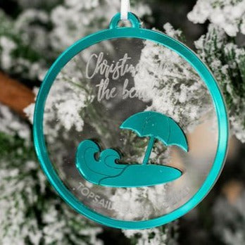 Christmas at the Beach Personalized Engraved Christmas Ornament
