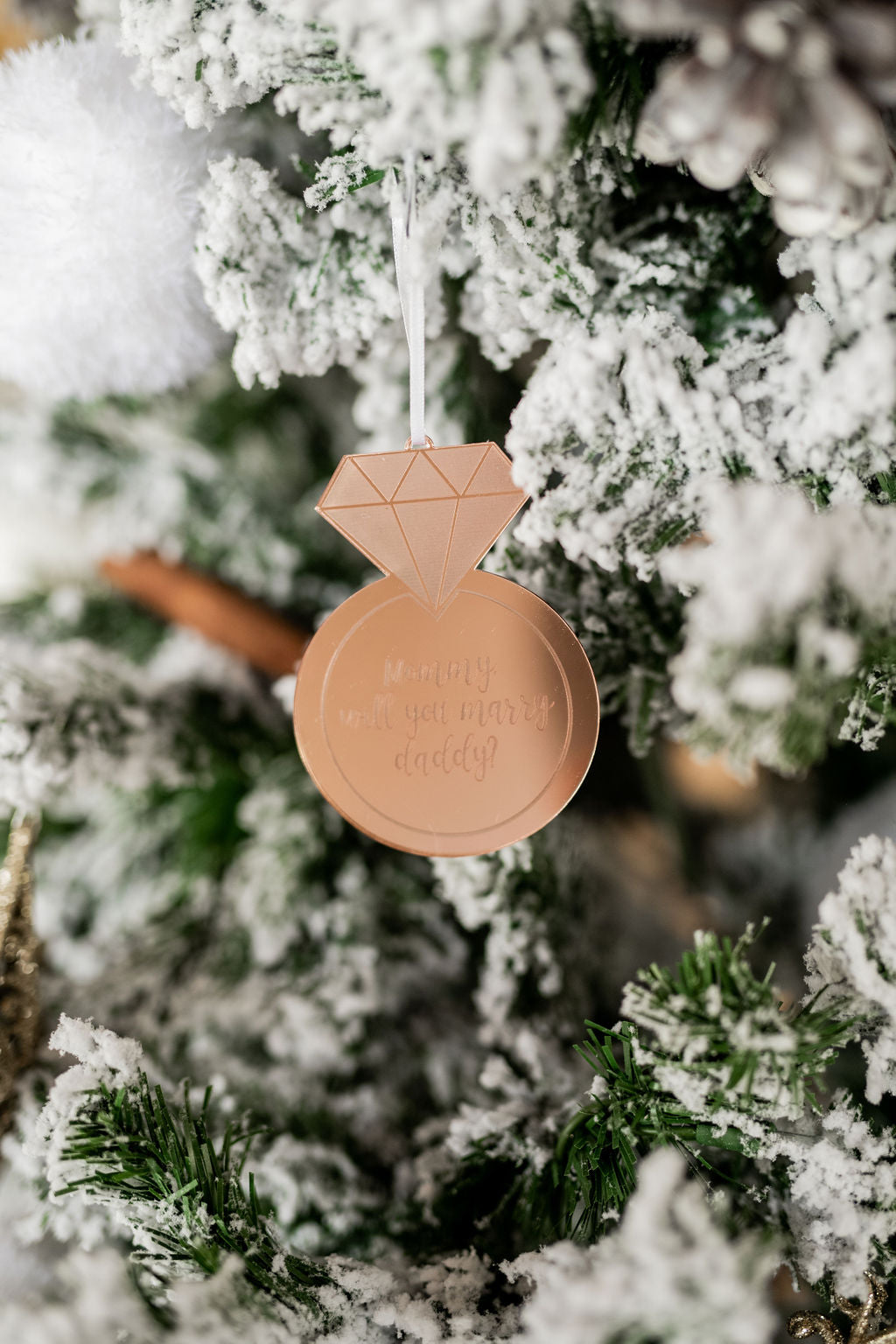 Will You Marry Daddy Engagement Engraved Christmas Ornament