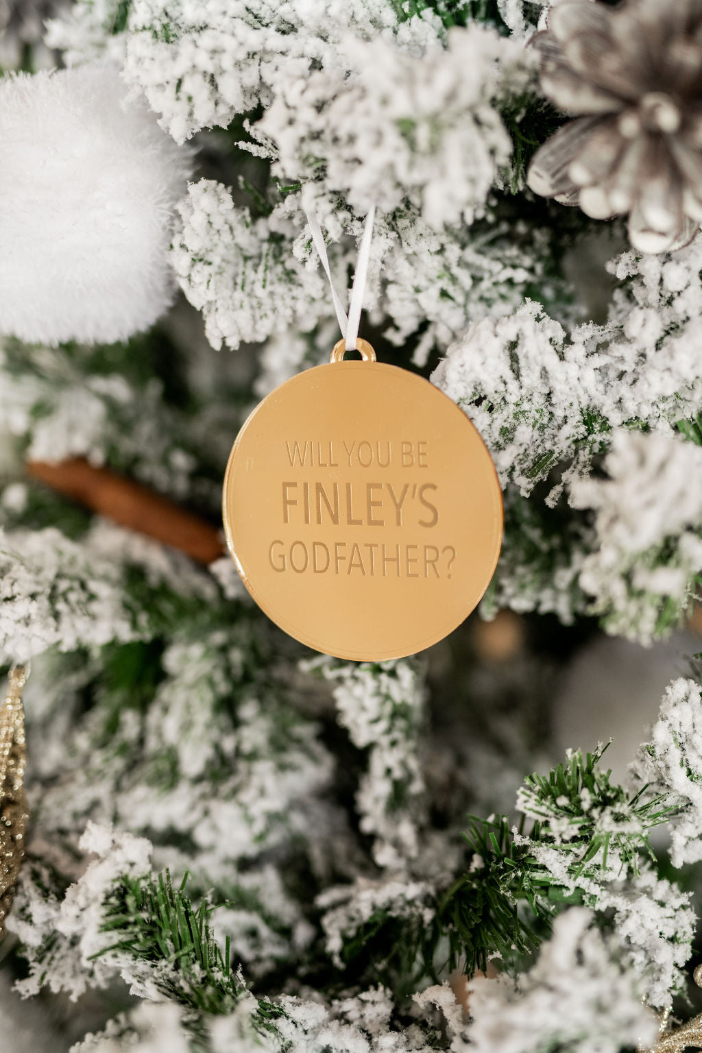 Personalized Godfather Proposal Engraved Christmas Ornament