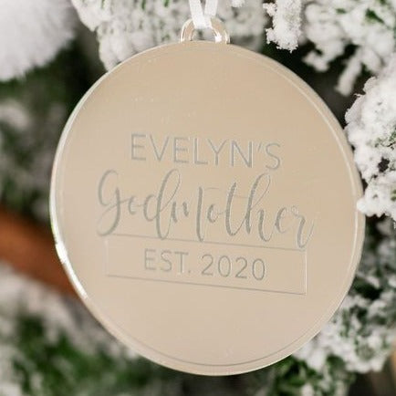 Personalized Godmother Engraved Christmas Ornament