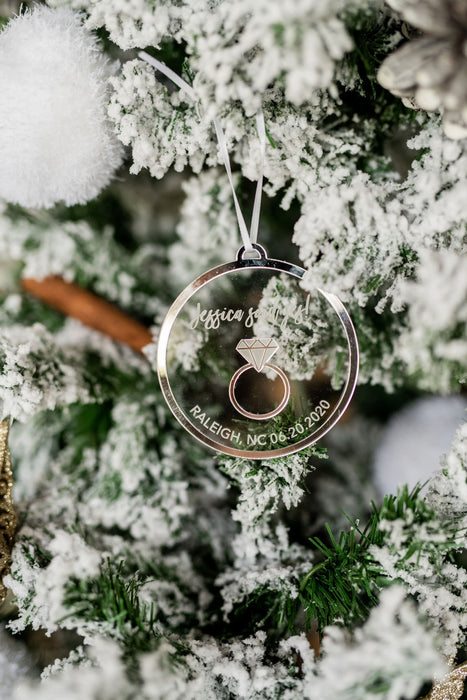 She Said Yes Personalized Engraved Christmas Ornament
