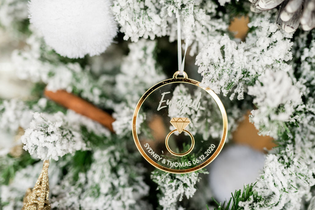 Engaged Personalized Engraved Christmas Ornament