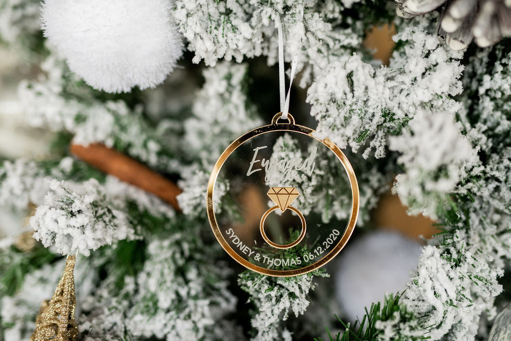 Engaged Personalized Engraved Christmas Ornament