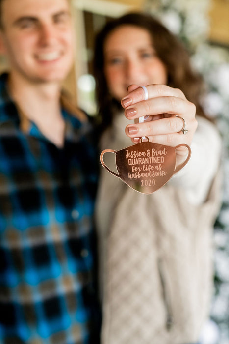Quarantined for Life as Husband and Wife Personalized Engraved Christmas Ornament