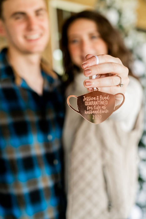 Quarantined for Life as Husband and Wife Personalized Engraved Christmas Ornament
