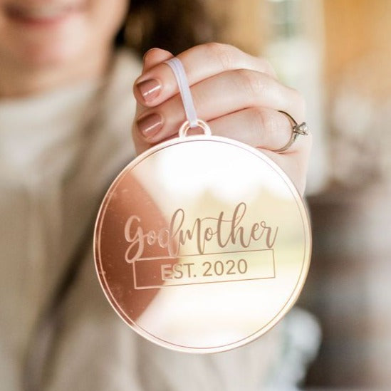 Godmother EST Engraved Christmas Ornament