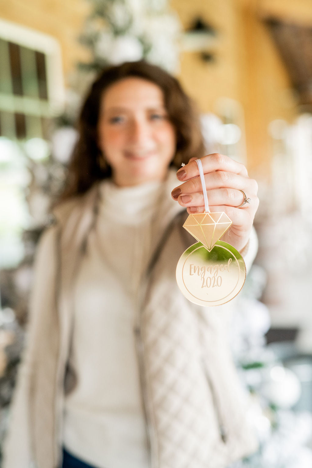 Engaged Engraved Christmas Ornament