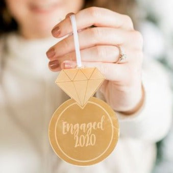 Engaged Engraved Christmas Ornament