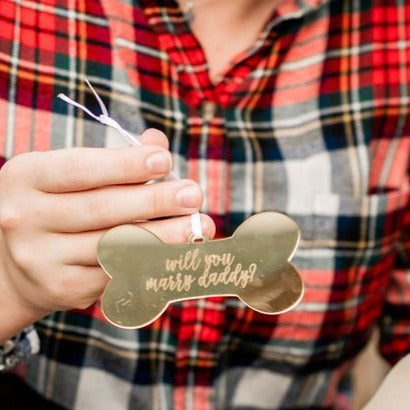 Will You Marry Daddy Dog Bone Engraved Christmas Ornament