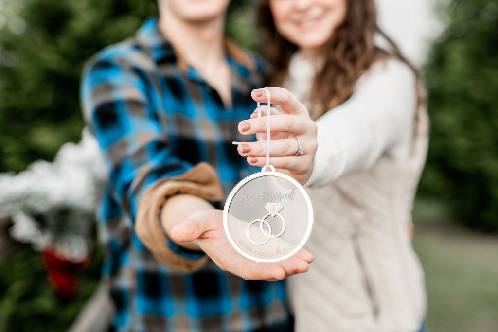 We&#39;re Married Personalized Engraved Christmas Ornament