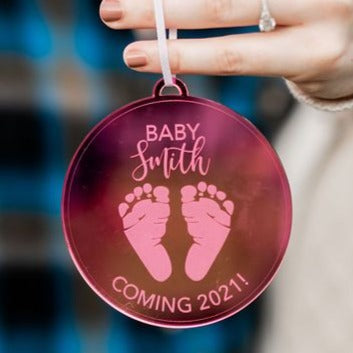 Pregnancy Announcement Personalized Engraved Christmas Ornament