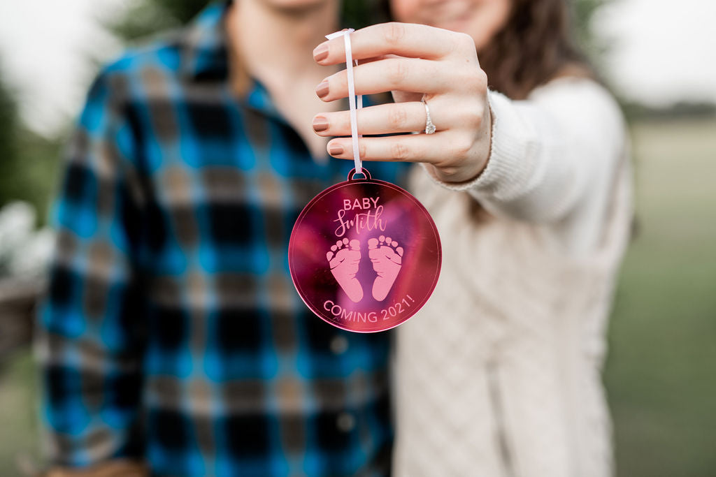 Pregnancy Announcement Personalized Engraved Christmas Ornament