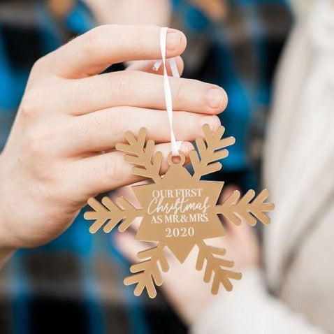 First Christmas as Mr and Mrs Engraved Christmas Ornament
