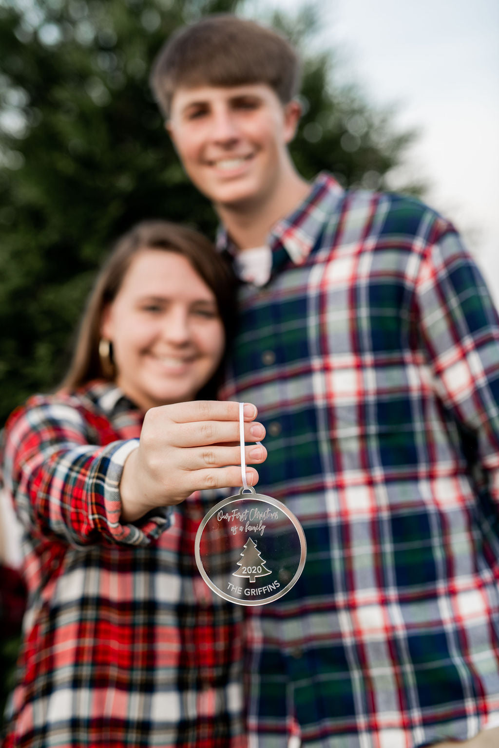 Our First Christmas as a Family Personalized Engraved Christmas Ornament