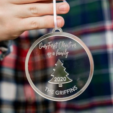 Our First Christmas as a Family Personalized Engraved Christmas Ornament