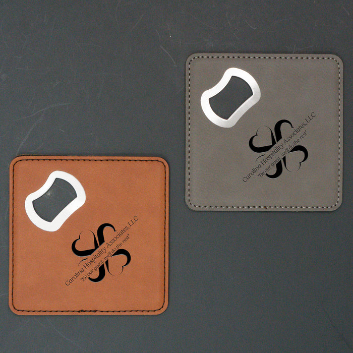 Engraved Leather Coaster with Bottle Opener - CHA