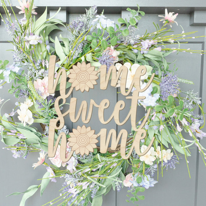 Home Sweet Home with Sunflower Wood Front Door Sign