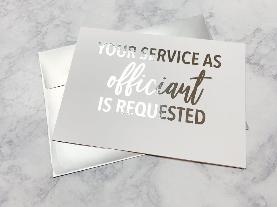 Your Service As Officiant Is Requested Foiled Card & Envelope
