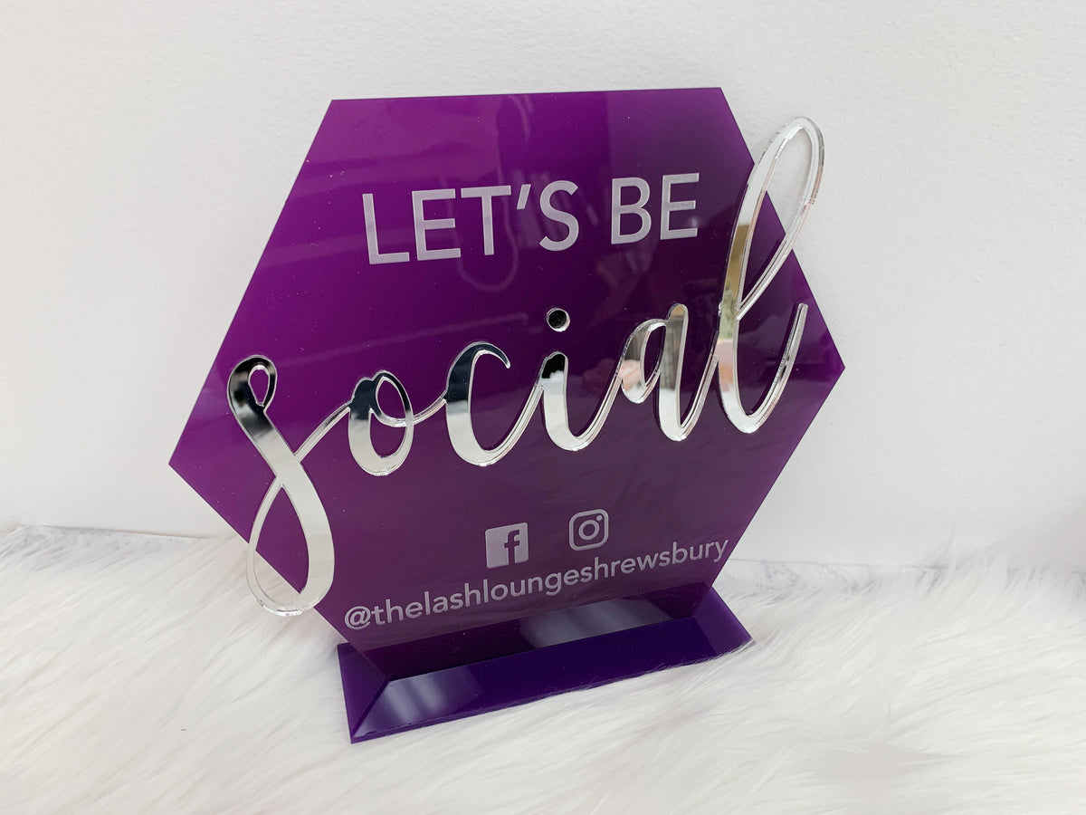 Let's Be Social Acrylic Sign for Boutiques & Small Businesses