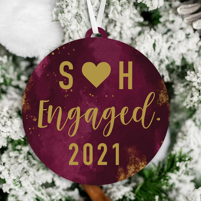 Engaged 2021 Christmas Ornament | Initials Engaged Christmas Ornament