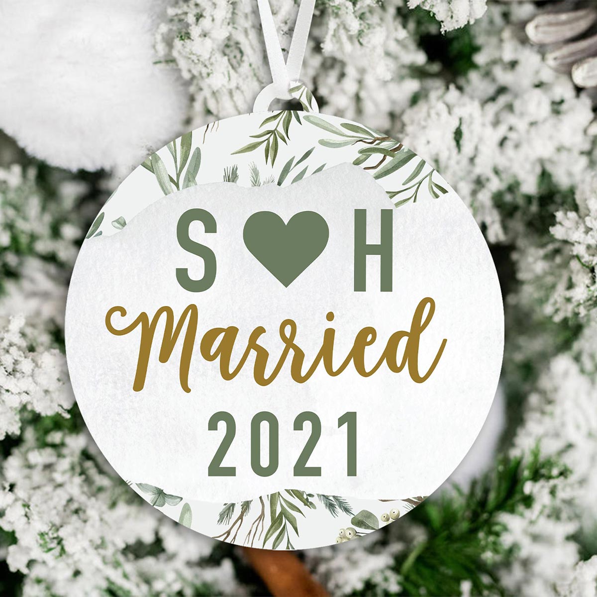 Married Initials Ornament | Married Christmas Ornament