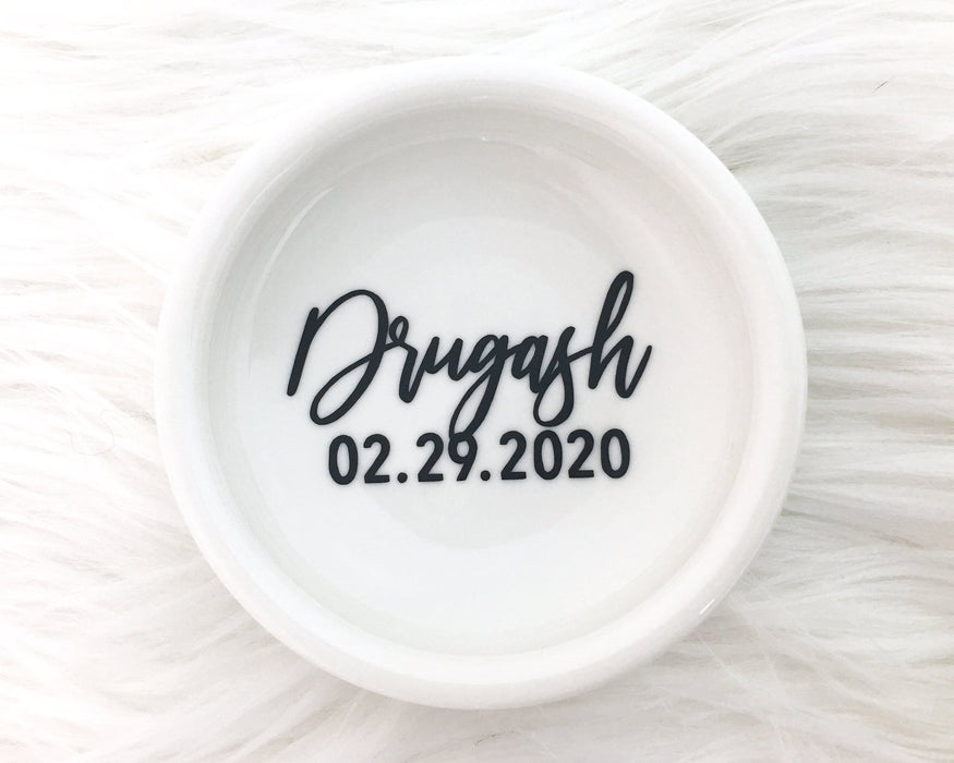 Ring Dish with Last Name and Date